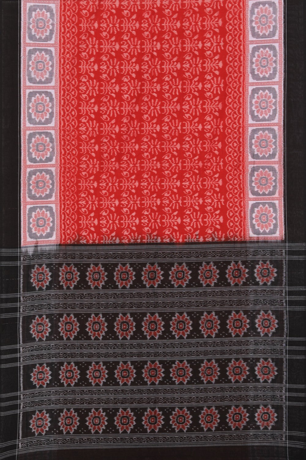 Image of Sambalpuri Cotton Red Saree